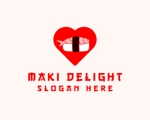 Seafood Sashimi Heart logo design