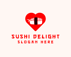 Seafood Sashimi Heart logo design