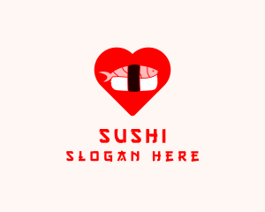 Seafood Sashimi Heart logo design