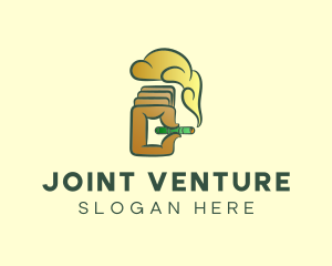 Hand Smoking Joint logo design