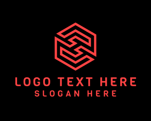 Server - Red Futuristic Maze Letter H logo design