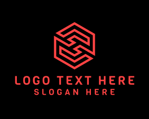 Online Game - Red Futuristic Maze Letter H logo design