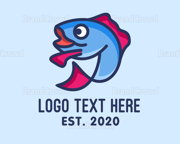 Blue Fish Mascot Logo