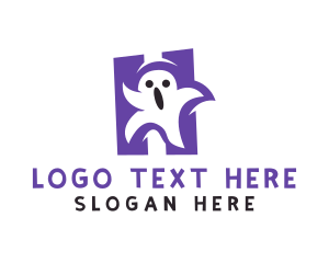 Spirit - Halloween Ghost Letter H logo design