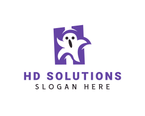 Scary Ghost Letter H logo design