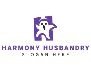 Scary Ghost Letter H logo design