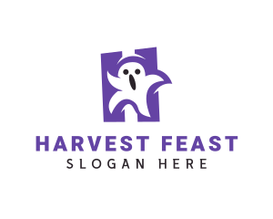 Scary Ghost Letter H logo design