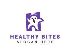 Scary Ghost Letter H logo design