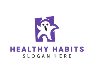 Scary Ghost Letter H logo design