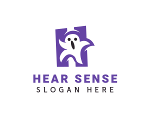 Scary Ghost Letter H logo design