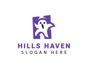 Scary Ghost Letter H logo design