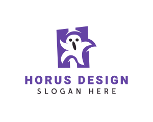 Scary Ghost Letter H logo design