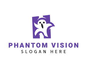 Phantom - Scary Ghost Letter H logo design