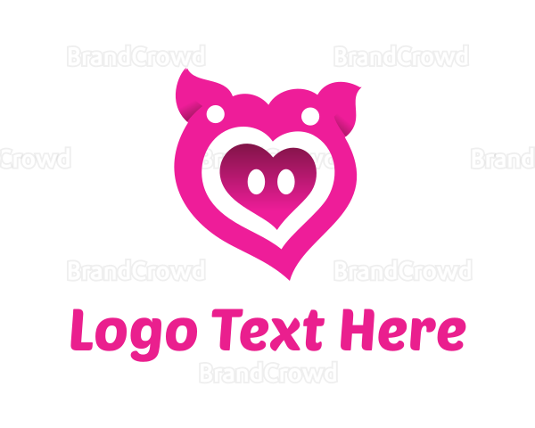 Pink Pig Love Heart Logo