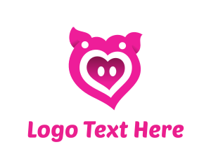 Romance - Pink Pig Love Heart logo design