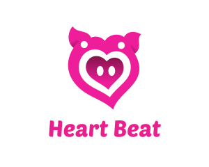 Pink Pig Love Heart logo design