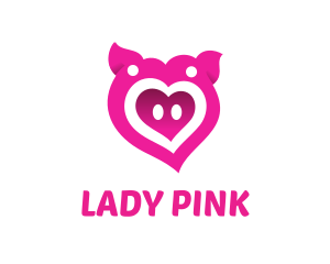 Pink Pig Love Heart logo design