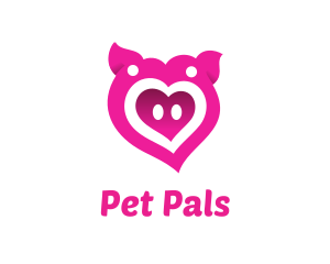 Pink Pig Love Heart logo design