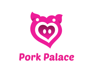 Pink Pig Love Heart logo design