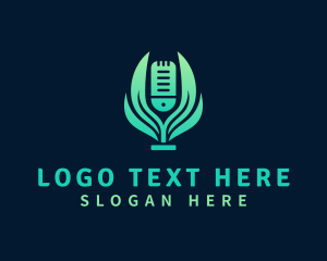Chat - Leaf Mic Radio Podcaster logo design