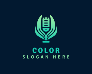 Podcast - Leaf Mic Radio Podcaster logo design