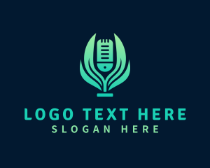 Radio - Leaf Mic Radio Podcaster logo design