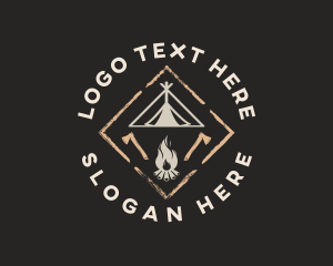 Forest - Camping Tent Bonfire logo design