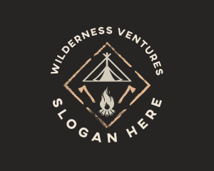 Camping Tent Bonfire logo design