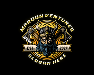 Masculine Viking Axe logo design