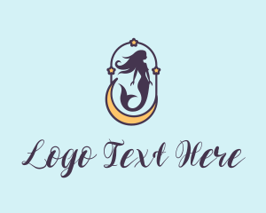 Siren - Mermaid Moonlight Stars logo design