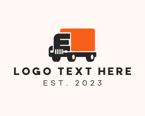 Transportation - Delivery Truck Letter E logo design