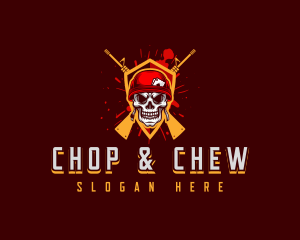 Gun - Military Gun Skull logo design