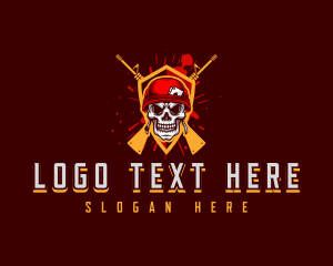 Soldier - Military Gun Skull logo design