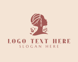African - Female Hairstylist Salon logo design