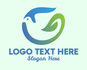 Negative Space - Dove Nature Leaf logo design