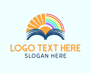 Bright - Sunrise Book Rainbow logo design