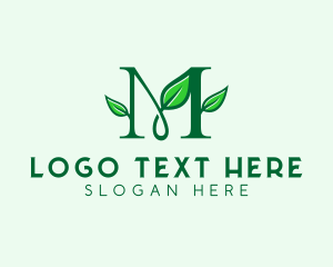 Organic Leaf Letter M logo design