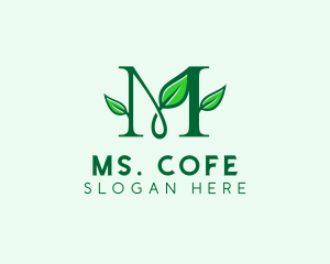 Organic Leaf Letter M logo design