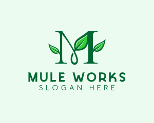 Organic Leaf Letter M logo design