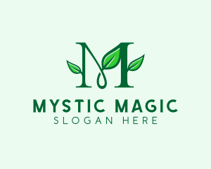 Organic Leaf Letter M logo design