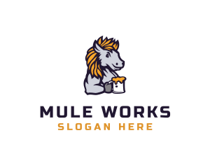 Mule - Horse Beer Cartoon logo design