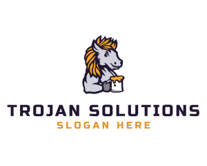 Trojan - Horse Beer Cartoon logo design