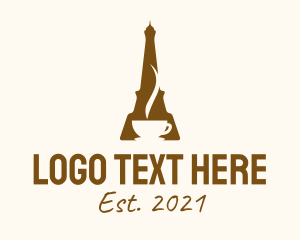 Eiffel Tower - Brown Tower Cafe logo design