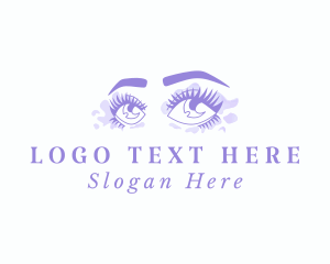 Eyelash Extensions - Purple Eyes Makeup logo design