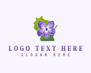 Map - Wisconsin Flower Herb logo design