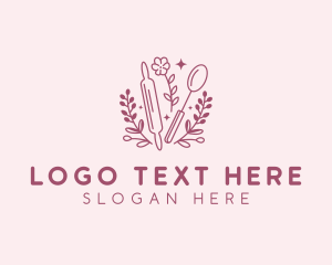 Flower - Baking Spoon Rolling Pin logo design