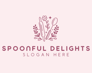 Baking Spoon Rolling Pin logo design