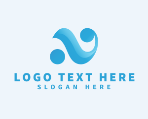 Surf - Aqua Wave Letter N logo design