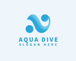 Diving - Aqua Wave Letter N logo design
