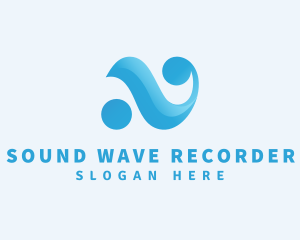 Aqua Wave Letter N logo design